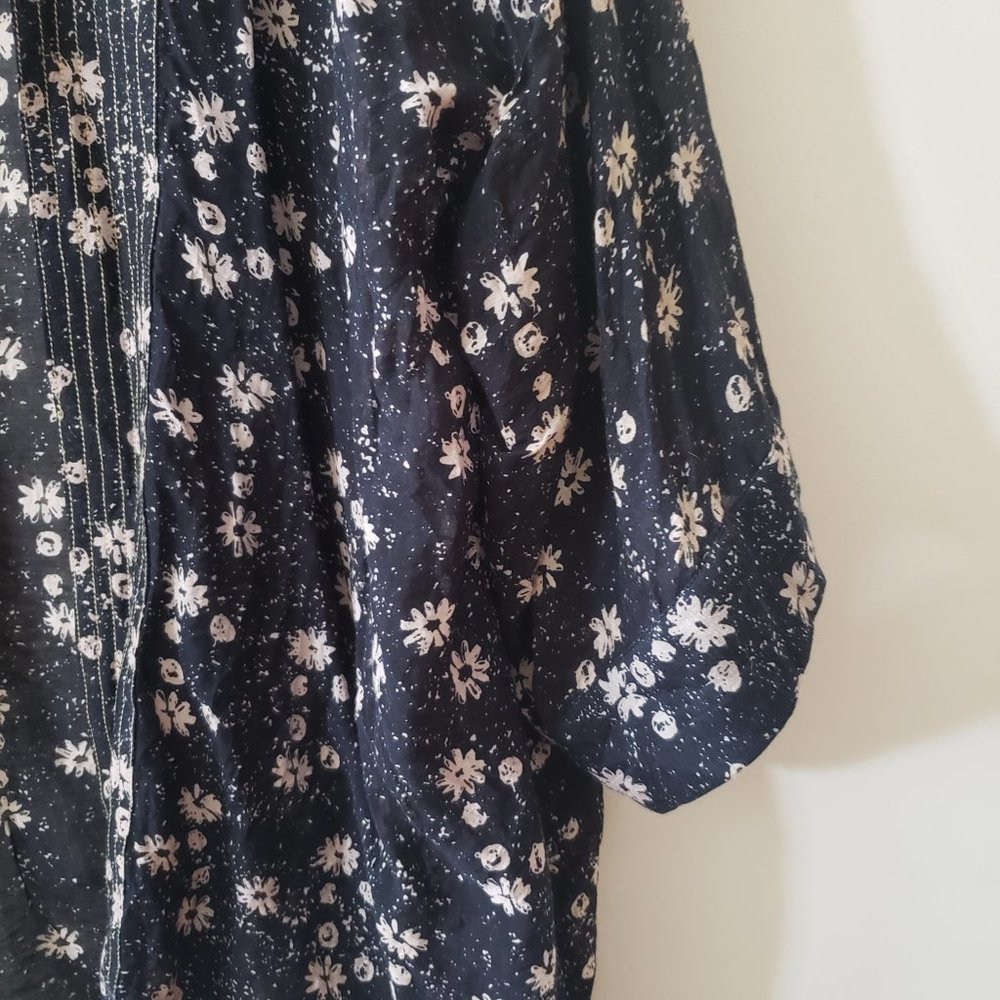 Anthropologie Erfurt Daisy Navy Kimono OS - Picture 2 of 8